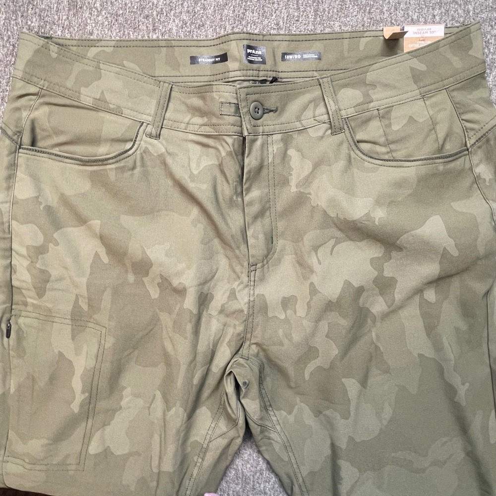Prana Halle Straight Fit Camo Hiking Pants Womens 18W Green Zion Water Repellent